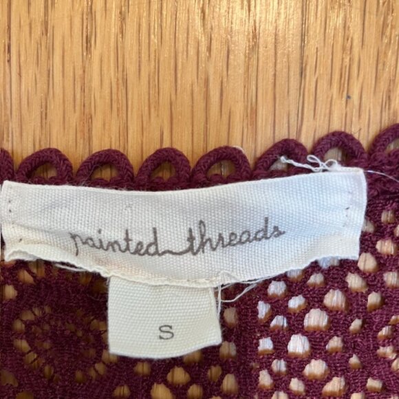 Painted Threads burgundy crochet top size S - Picture 3 of 6